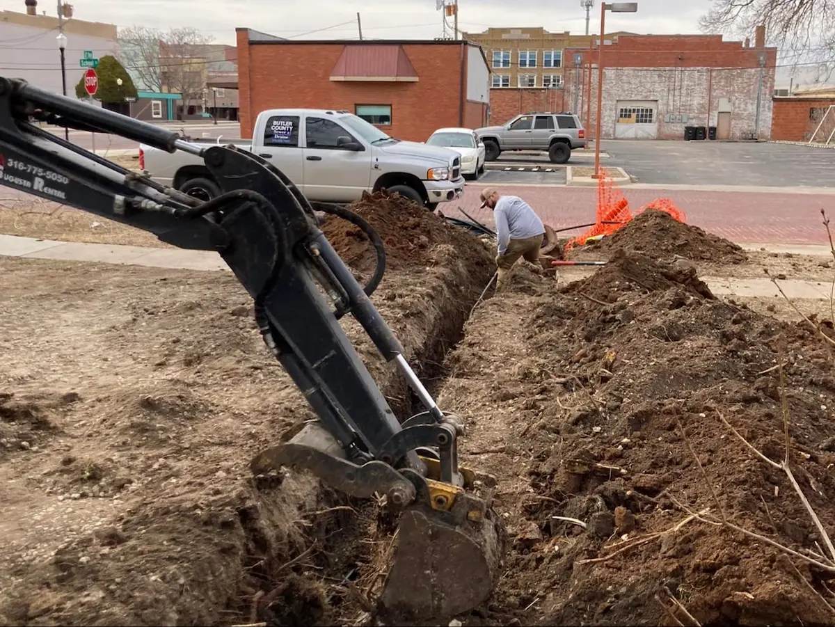 Trench dug for sewer repair in Butler County, KS